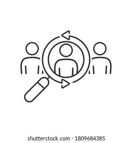 Search job vacancy icon thin line style. Loupe career symbol  on white isolated background. Find people employer business concept. editable stroke vector illustration eps10