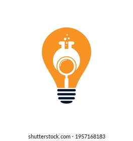 Search lab bulb shape concept logo design. find lab logo design vector template. Lab Find Logo Icon Design.