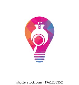 Search lab bulb shape concept logo design. find lab logo design vector template. Lab Find Logo Icon Design.