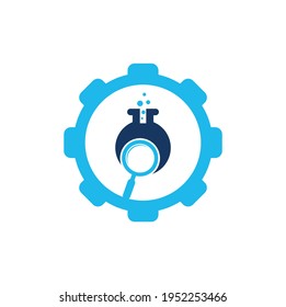 Suchen Sie das Logo für das Design des Laborgeräts. Finden Sie Logo-Design, Vektorvorlage. Lab-Design für Logo-Symbole