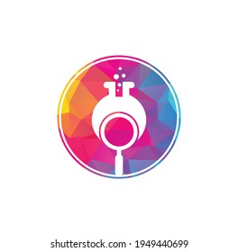 Diseño del logotipo del laboratorio de búsqueda. encontrar plantilla vectorial de diseño de logotipo de laboratorio. Diseño de iconos de búsqueda de logotipos en laboratorio.