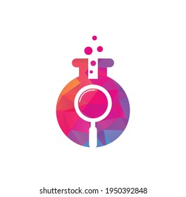 Diseño del logotipo del laboratorio de búsqueda. encontrar plantilla vectorial de diseño de logotipo de laboratorio. Diseño de iconos de búsqueda de logotipos en laboratorio.