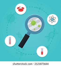 search in laboratory with icons