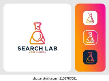 search laboratory modern line art logo design