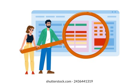 search latent semantic indexing lsi  vector.  research visibility, heatmap lookalike, analysis local search latent semantic indexing lsi character. people flat cartoon illustration