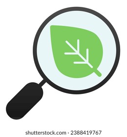 Search with leaf flat icon. Magnifying glass and plant color icons in trendy flat style. Eco search gradient style design, designed for web and app. Eps 10