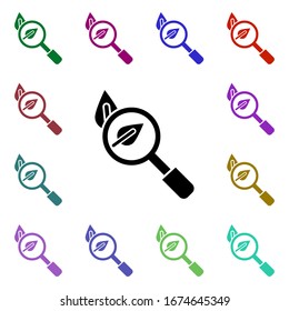 Search, leaf multi color style icon. Simple glyph, flat vector of ecology icons for ui and ux, website or mobile application