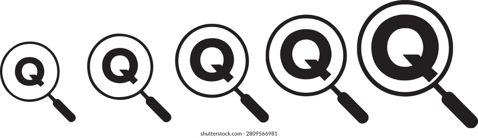 Search Letter Logo Magnifier Icon Collection for Branding Discovery and Lookup Concepts