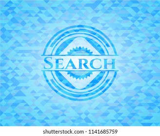 Search light blue emblem with mosaic background
