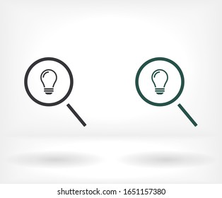 Search light icon. Vector Eps 10. search magnifying, inside light bulb inserted Flat Design.