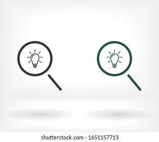 Search light icon. Vector Eps 10. search magnifying, inside light bulb inserted Flat Design.