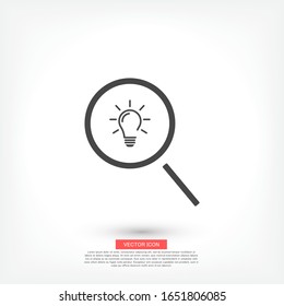 Search light icon. Vector Eps 10. search magnifying, inside light bulb inserted Flat Design.