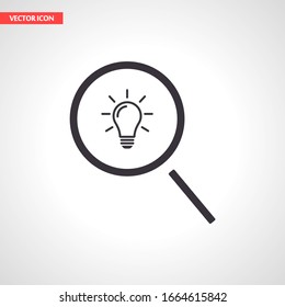 Search light icon. Vector Eps 10. search magnifying, inside light bulb inserted Flat Design.