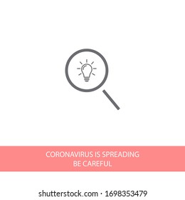 Search light icon. Vector Eps 10. search magnifying, inside light bulb inserted Flat Design.