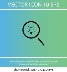 Search light icon. Vector Eps 10. search magnifying, inside light bulb inserted Flat Design.