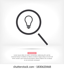 Search light icon. Vector Eps 10. search magnifying, inside light bulb inserted Flat Design.