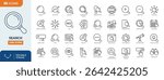 Search line editable icon set. Containing magnifying glass, find, research, SEO, investigate, and more. Editable stroke. Vector illustration