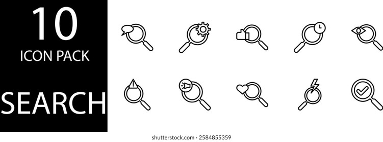 search line Editable Icons set, Flexible and versatile search line icon designs, can be used for a variety of graphic needs.