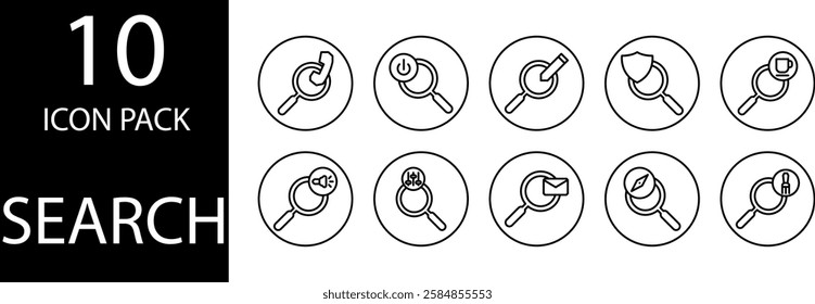 search line Editable Icons set, Elegant and modern search line icon designs, ideal for minimalist and aesthetic looks.