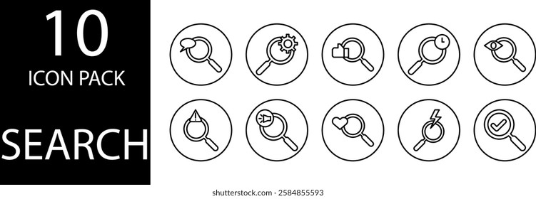 search line Editable Icons set, A set of search line icons that are compatible with various design platforms, providing flexibility in digital projects.