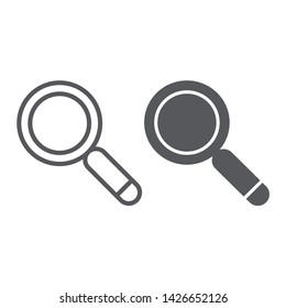 Search line and glyph icon, lens and find, magnifying glass sign, vector graphics, a linear pattern on a white background, eps 10.
