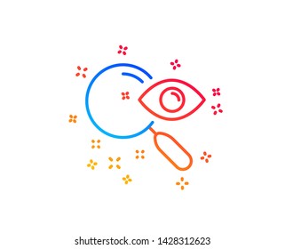 Search line icon. Find document sign. Magnify glass. Gradient design elements. Linear search icon. Random shapes. Vector