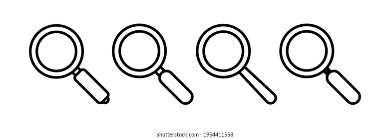 Search line icon. Magnifying glass outline icon, vector magnifier or loupe sign.