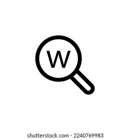 Search line icon. Magnifying glass, letters, words, search, mindfulness, plan, solution, idea, learning, internet, information search. Information concept Vector black line icon on white background