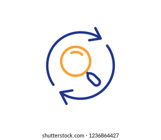 Search line icon. Refresh find results sign. Colorful outline concept. Blue and orange thin line color Search icon. Vector