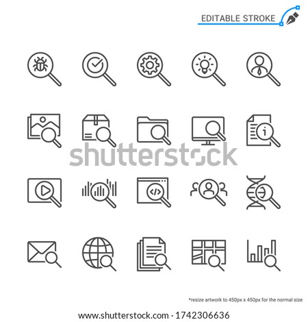 Search line icons. Editable stroke. Pixel perfect.