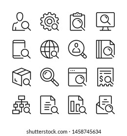 Search line icons set. Modern linear graphic design concepts, simple outline elements collection. Vector line icons