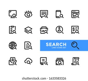 Search line icons set. Modern outline symbols collection, minimal style simple linear graphic design elements. Vector line icons