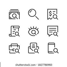 Search line icons set. Modern graphic design concepts, black stroke linear symbols, simple outline elements collection. Vector line icons