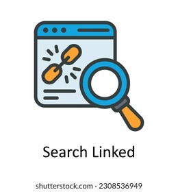 Search Linked Vector Fill outline Icon Design illustration. Seo and web Symbol on White background EPS 10 File