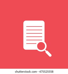 Search List Flat Icon On Red Background