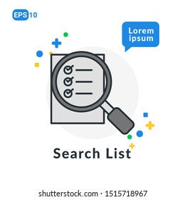 Search List Flat icon. Used For web, logo, mobile app, User Interface and Infographic