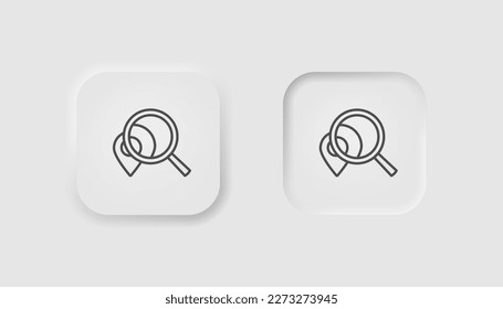 Search location button in neumorphism style. Icons for business, white UI, UX. Find symbol. Searching places, tourism, web, point of destination. Neumorphic style.