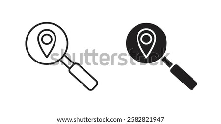 Search Location filled and outlined icons vectors on white background