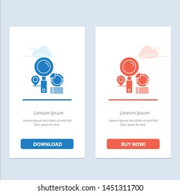 Search, Location, Finder, Graph,   Blue and Red Download and Buy Now web Widget Card Template