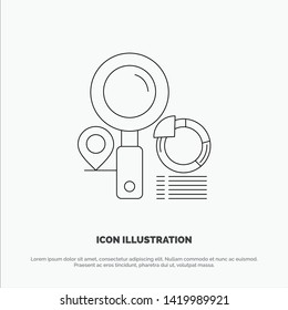Search, Location, Finder, Graph,  Line Icon Vector