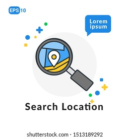Search Location Flat icon. Used For web, logo, mobile app, User Interface