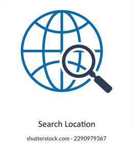 Concepto de ubicación de búsqueda e icono del globo terráqueo