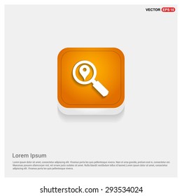 search location icon - abstract logo type icon - Orange abstract 3d button with light board and shadow on gray background. Vector illustration