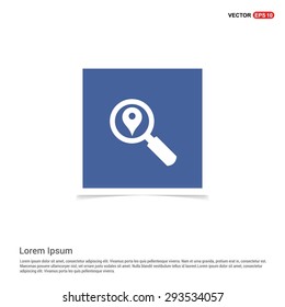 search location icon - abstract logo type icon - blue sticker background. Vector illustration