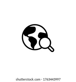 Icono de ubicación de búsqueda en glifo plano negro, estilo relleno aislado en fondo blanco