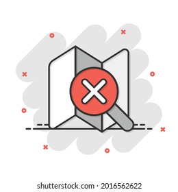 Search location icon in comic style. GPS navigation cartoon vector illustration on white isolated background. Locate position splash effect business concept.