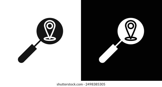 Search Location icon flat line symbol set.