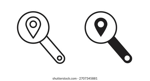 Icono de Locación de Búsqueda. Colección de estilo plano y de trazo. Símbolo simple
