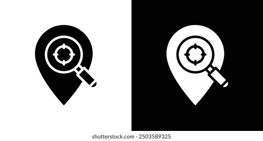 Search Location icon Flat vector set outline