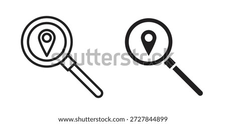Search Location icon. Vector illustration, flat and stroke